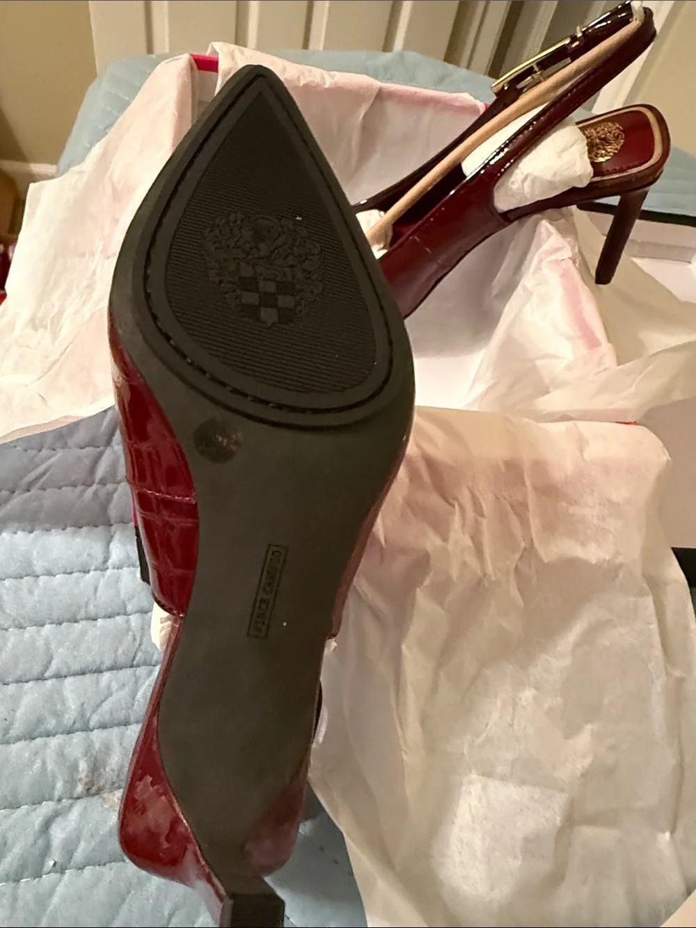 Vince Camuto Women's Burgundy Patent Pointed Slingback Heel